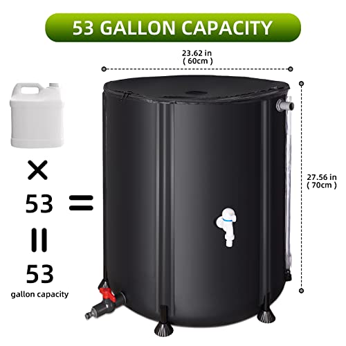 Rain Barrel Water Collection System - Portable Water Storage Tank,Rainwater Collect System Downspout, Water Catcher Container With Filter Two Spigots And Overflow Kit #TOP4