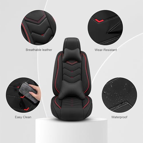 Image of Car Seat Cover for Jeep Wrangler 2000-2026, Seat Covers Full Set,Non-Slip Waterproof seat Cover,Wear-Resistant Nappa Leather car seat Covers. (Luxury 5 Seats /Black)