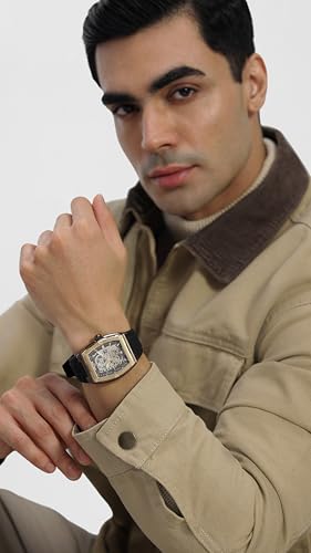 Image of Police Automatic Brown Rectangular Dial Men's Analog Watch | Stainless Steel Strap Material | Water Resistant Watch - PLPEWJL0072203