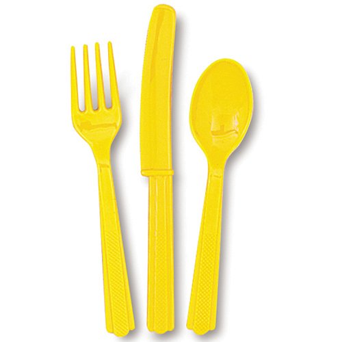 Unique Yellow Premium Assorted Plastic Cutlery, 24ct, Premier