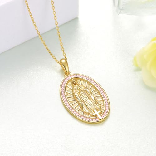 Virgin Mary Necklace 925 Sterling Silver Virgen De Guadalupe Necklace Mother Mary Pendant Catholic Jewelry Gifts for Women3