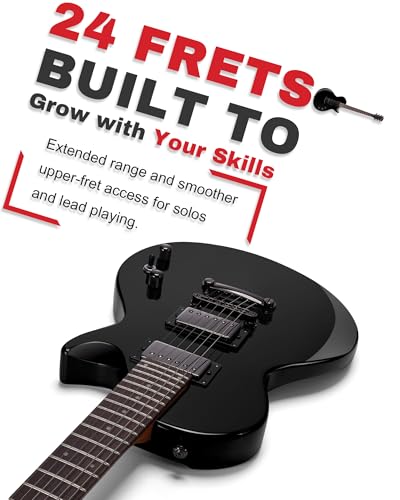 Image of AKLOT 24-Fret Electric Guitar Kit, 40 inch Single Cut (LP Style), Modern Playability Coil-Split Humbucker Pickups, 18:1 Tuning Pegs,W /Guitar Accessories Gig Bag,Cable,Strap,Picks,Strings,Tuner,Book