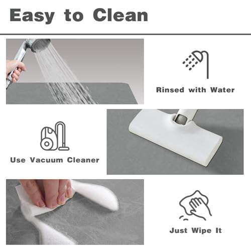 Bath Mat, Bathroom Rugs Non Slip Washable Thin Absorbent Quick Dry Bath Mat Fits Under Door Bathroom Floor Mat Perfect for Bath, Shower, or Sink 20"x48" Light Grey