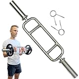 MuscleForge Swiss Barra Olímpica 50mm, Barra de Tríceps, Hammer Press Barra con 2 Abrazaderas de Muelle