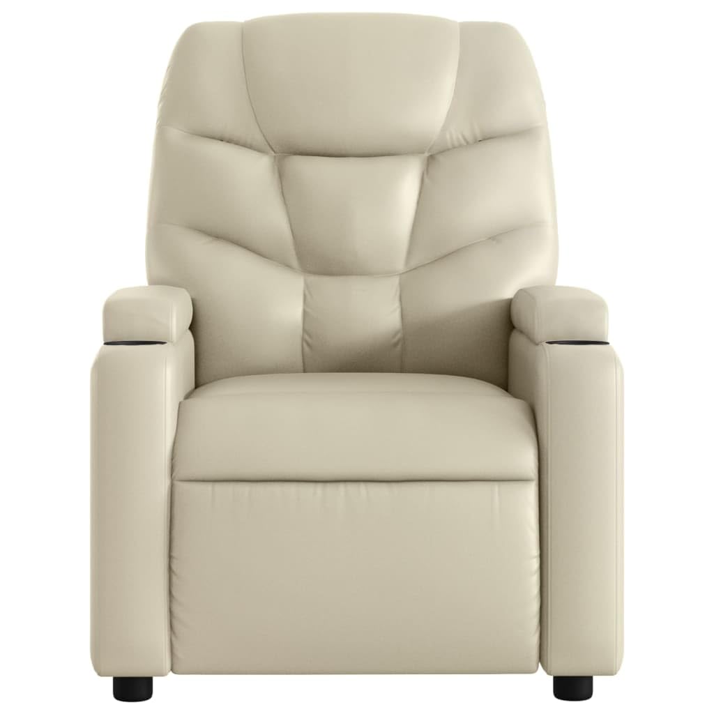 Relaxsessel mit Liegefunktion Kunstleder Creme Polstersessel