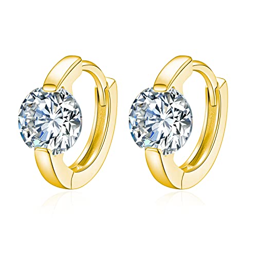 10K/14K18K Solid Gold Moissanite Hoop Earrings for Women Hypoallergenic Earrings for Sensitive Ears(1carat,D Color)