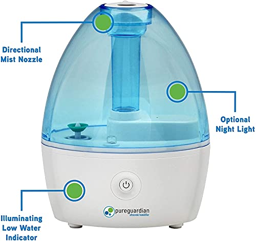 Pureguardian H910Bl2Pk Ultrasonic Cool Mist Humidifier, 14 Hrs. Run Time, 210 Sq. Ft. Coverage, Small Rooms, Quiet, Filter Free, Treated Tank, 2 Pack #TOP7