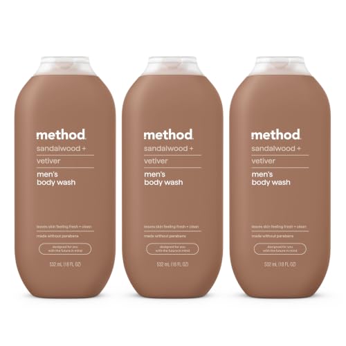 Image of method Men's Body Wash, Sandalwood + Vetiver, 18 fl oz, 3 Pack