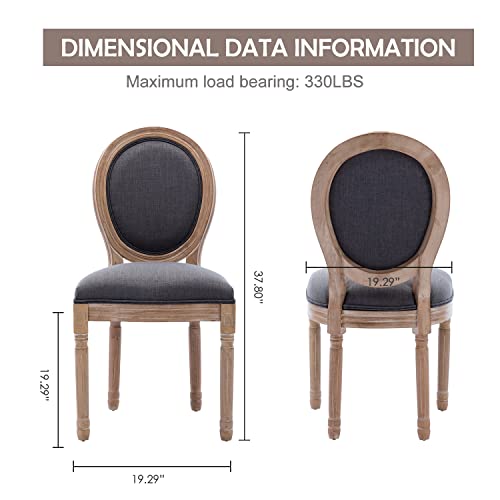 Image of Virabit French Vintage Chairs Set of 2,Louis Farmhouse Dining Chairs with Solid Wood Frame and Tufted Fabric,Rubber Wood French Decor for Dining Room,Living Room, Kitchen,Restaurant