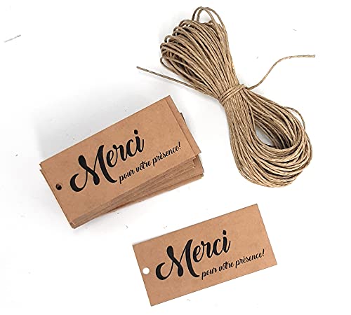 50 cartes kraft de remerciement Merci pour votre présence pour les détails de votre invité Cover