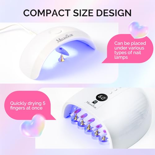 Image of MelodySusie Nail Stand for Press Ons, 2 Sets Blue Heart Shape Acrylic Magnetic Base for Practice Display with Brush Holder and 100 Pcs Reusable Double-Sided Tape for Home DIY Salon Supplies