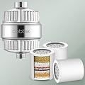Cobbe HD HEAVY DUTY High Output 99% REMOVAL Shower Filter for Hard Water + 3 Replaceable Filter Cartridges Remove Chlorine and Harmful Substances (Chrome)