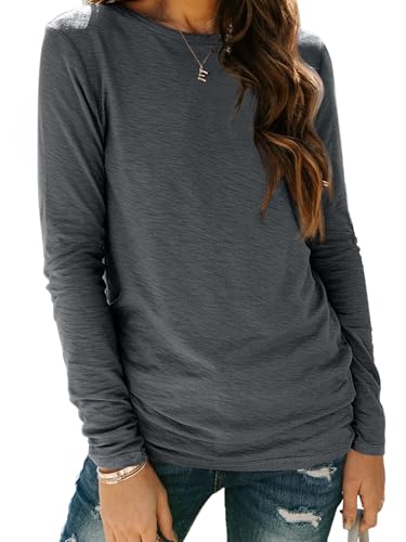 Image of AUTOMET Women's Long Sleeve Crewneck Shirts Casual Basic Tops