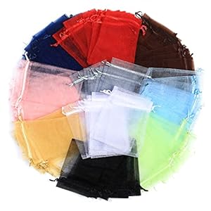 100 Stk Organzasäckchen, Geschenkbeutel Organza, Organzabeutel Bunt, Schmuckbeutel, Organza Hochzeit Geschenk Säckchen…