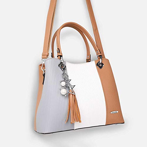 Handbags for Women with Multiple Internal Pockets in Pretty Color Combination (Extra Large - Khaki) - Thumbnail 2