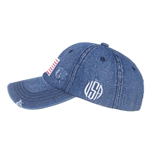 Image of USA Flag Baseball Cap American Patriotic Trucker Hat Father Dad Mother Mom Adjustable Sportswear Hat for Men Women Adults
