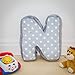 Cuscino a forma di lettera N | Lettera N | Cuscino decorativo per cameretta dei bambini, divano a forma di lettera | Iniziale personalizzabile | Stelle grigie | Regalo di nozze battesimo