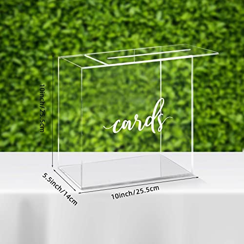 Image of Hooqict Clear Acrylic Wedding Card Box with Slot Large Blank Gift Card Boxes for Reception, Party, Wishing Well, Money Box Holder, Graduation Decorations, Baby Shower