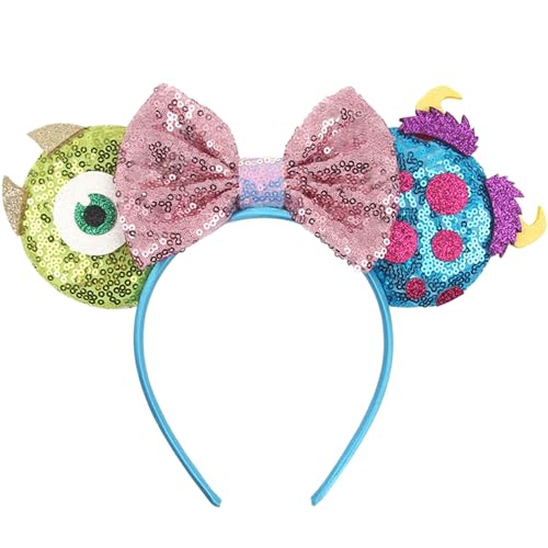 FACHPINT Monsters Mouse Ears 1pcs Mike and Sully Ears Sulley Ears Headband for Women Photo Props Cute Green Monsters Ears for Boy Theme Park