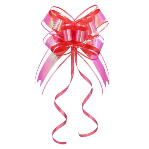 Laço grande para embrulho de presente - laço vermelho iridescente para cestas de presente, laços de fita premium para mulheres, dia dos namorados, Natal, decorações de festa de férias (15 cm, 10 peças