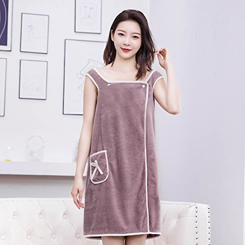 NICEYEA Warm Wearable Bath Towel Wrap Soft Fluffy Highly Water Absorbent Shower Cover Up Women Bath Wrap Towel for Shower with Pocket Thick Quick Dry Beach Spa Gym Bathrobe - Image 3