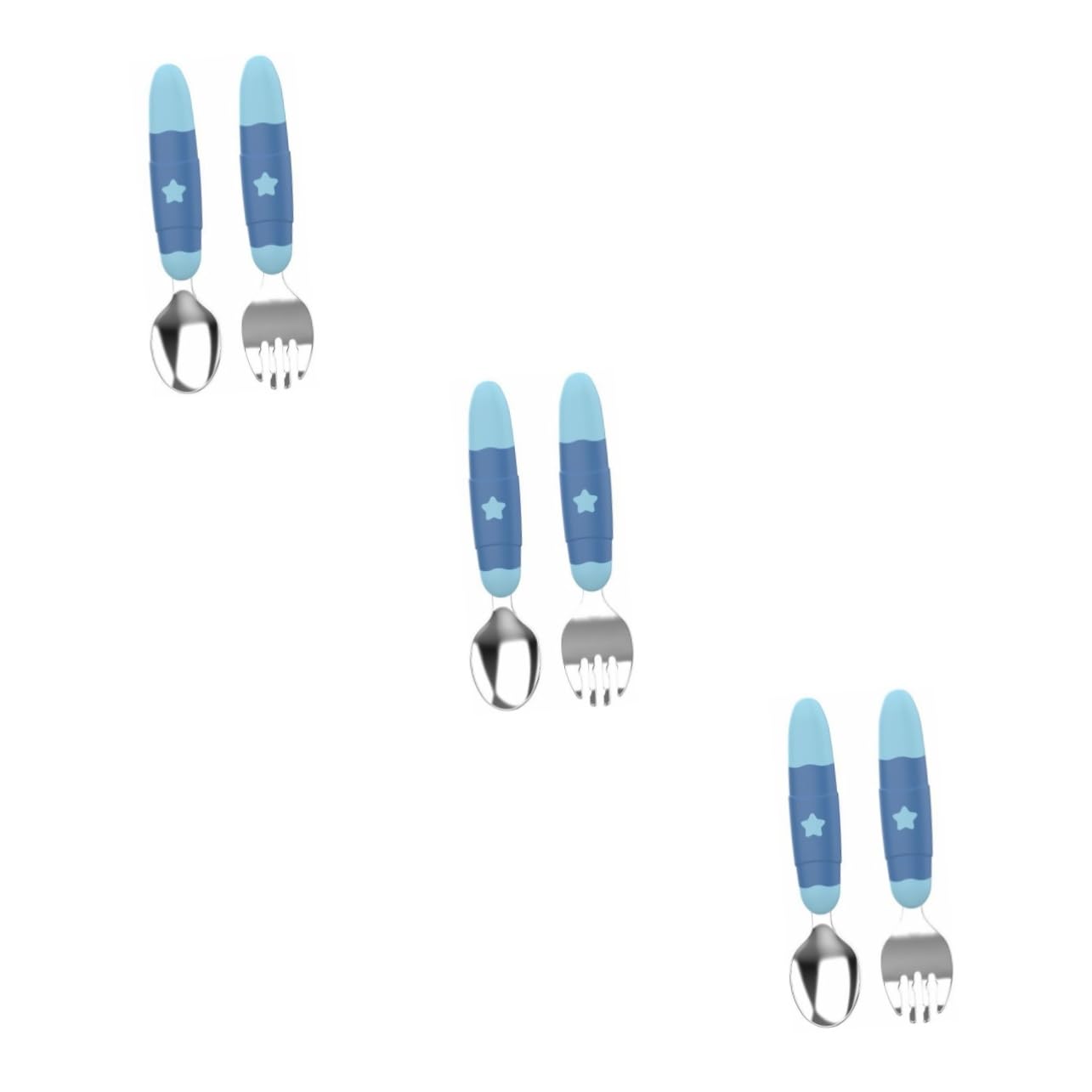 Yardwe 1 Set Stainless Steel Cartoon Fork and Spoon Portable Cutlery Easy to Clean Utensils for Mealtime Lightweight and