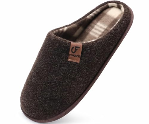 Image of COFACE Unisex Mens Womens Cozy Memory Foam Scuff Slippers Casual Slip On Warm House Shoes Indoor /Outdoor Felt Sandal Slippers Size 4-15