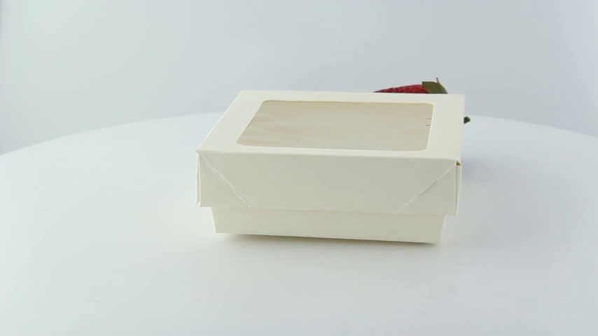Image of PacknWood 210KRAYWH115 - White Box with Window - Small White Kray Box with Window Lid - White Bakery Box with Window (12 oz Capacity) - (3.9 x 3.9 x 1.6) (250 per case)