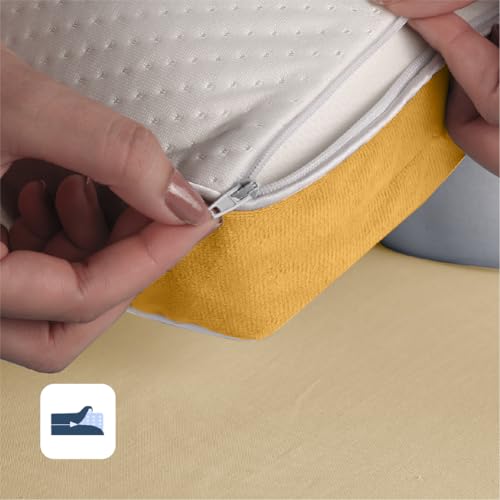 Image of Frido Sleep Plus Memory Foam Pillow | Ergonomic Support for Back & Side Sleepers | Durable, Hypoallergenic & Breathable Cool Pillow | for Everyday Use & Neck, Shoulder Pain | Washable Cover | Yellow
