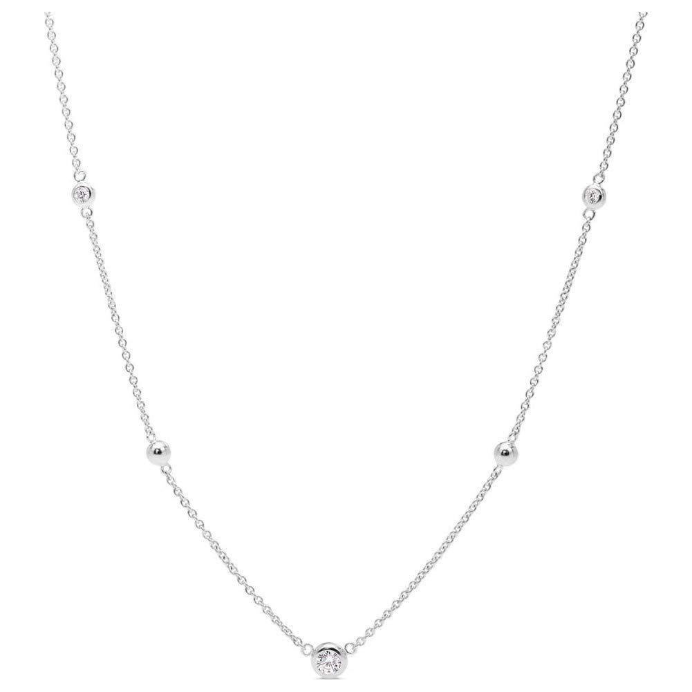 Fossil Necklace for Women Glitz By The Yard, Total Length: 40 cm + 2.54 cm + 2.54 cm Silver Sterling Silver Necklace, JFS00453040