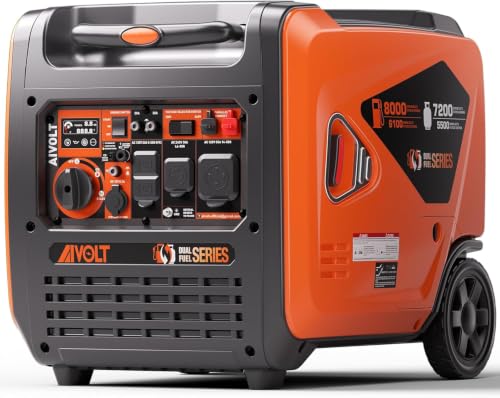 Image of AIVOLT 8000W Dual Fuel Inverter Generator 50A RV Generator | Dual Fuel Ready, 120V /240V, Super Quiet 62 dBA, Clean Inverter Power, CO Auto-Shutoff, Electric Start, Portable with Wheels