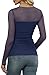 XIEERDUO Navy Blue Tops for Women Trendy Long Sleeve Shirt for Women Sexy Mesh Sleeve Tops Date Night Going Out Outfits L