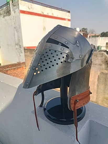 Medieval Knight Helmet, LARP Steel Bascinet Barbuta, SCA Battle Armor, Gift, Christmas, Halloween