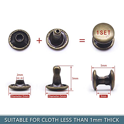 Semini N/H 400 Sets Leather Rivets, Double Cap Rivet Tubular 4 Colors Metal Studs thumb #2