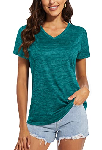 Image of MAGCOMSEN Women's Short Sleeve T-Shirt Quick Dry Athletic Tee Shirt Running Workout Yoga Top Tee Performance Shirts