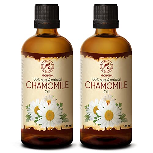 Aceite de Manzanilla - 2 x 100ml - Extracto de Flores de Chamomilla Recutita - Aceite Carrier - Prensado en Frío - Aceite Portador - Aceite para la Piel - Cuidado del Cabello - Aceite de Baño