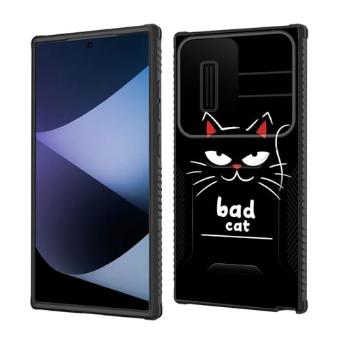 wiaekosef for Galaxy S26 Ultra Case Built in Slide Camera Lens Cover,Heavy Duty Shockproof Protection Dual Layer Case for Samsung Galaxy S26 Ultra 6.9" 2026,Funny Cat