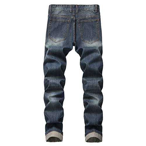 Andongnywell Men's Skinny Fit Ripped Destroyed Jeans Stretch Side Striped Jean Distressed Zipper Holes Pants Denim Pant2
