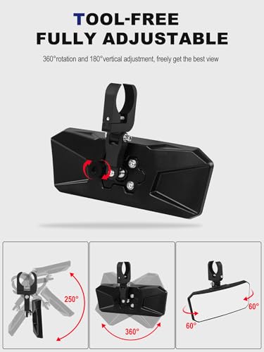 Image of ZIDIYORUO UTV Rearview Mirror, 4.2 inchx11 inch Large Clear View SXS Center Mirror | Tool Free Adjustable Convex Mirror With Aluminum Clamp Compatible with Polaris RZR Can-Am X3 Kawasaki KRX Mule Pioneer CFMOTO