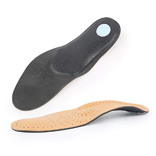 Leather Insole Orthotic Insert Full Length Insole Arch Support Flat Feet Foot Care Cushion Pad -Size UK M 6/W 5.5(9.84 in)