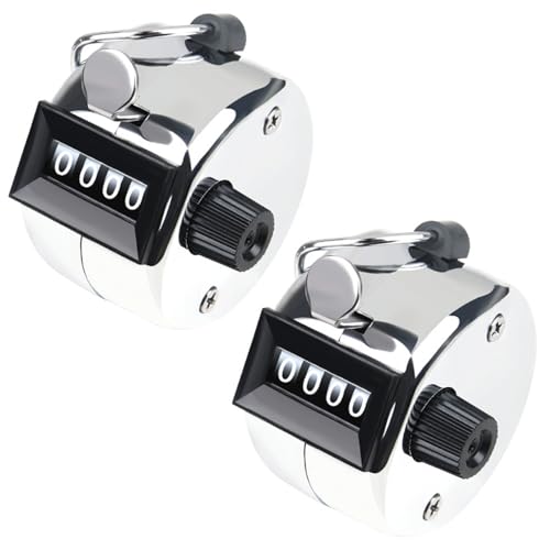 Tiyujonem 2-Pack Stainless Steel Hand Tally Counter with 4-Digit Display Mechanical Clicker for Golf Sports and Event Attendance Tracking