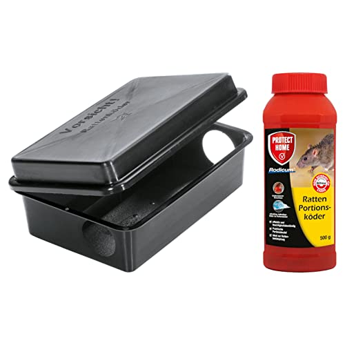 Preisvergleich Produktbild Set zur Rattenbekämpfung - Ratten Köderstation + Rodicum Portionsköder 500 g