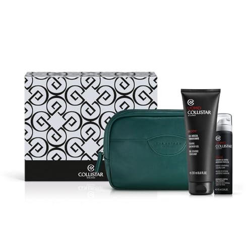 Cofanetto Collistar Uomo con Gel Doccia Tonificante, Schiuma da Barba, Beauty Bag The Bridge, Idea Regalo
