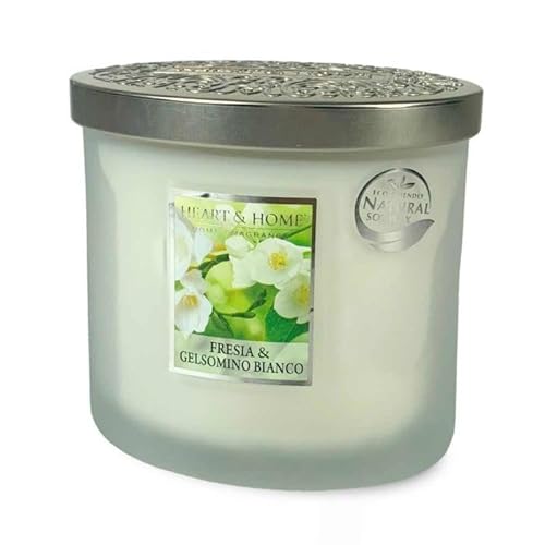 Heart & Home HHTE23 - Candela Twin ellipse in cera di soia due stoppini Fresia & Gelsomino 230g