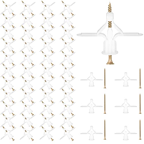 ITME 100 Pcs de Tapones y Tornillos para Placas de Yeso Tacos de Yeso Autoperforante Barril Expansivo para Dispositivo de Fijación de Placas de Yeso Anclaje de Pared Fuerte (50 Anclas + 50 Tornillos) Cover