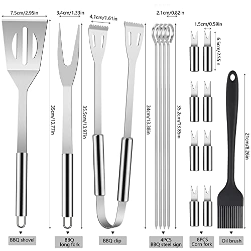 Grillbesteck Set 16-teilig – Edelstahl BBQ Werkzeug mit Tasche – Ansicht 2