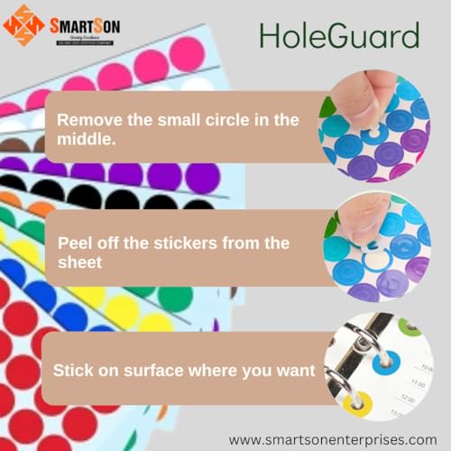Image of SMARTSON Smart Hole Guard Sticker for Punched Papers Self-Adhesive Paper Label Multi Colors (Colors May Vary)
