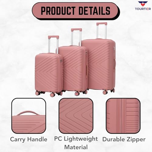 Image of Hard-Shell Luggage Trolley Bag with 360 Spinner Wheels, Large Capacity Travel Carry-On Suitcase (Style-1, BABYPINK, 20 inch 24 inch 28 inch)