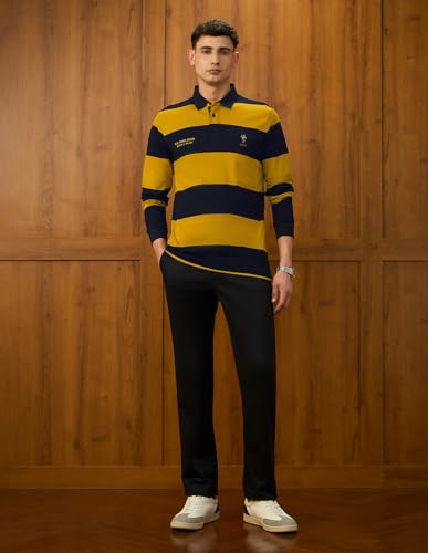 Image of U.S.Polo Association Men's Horizontal Striped Varsity Theatre Polo Shirt (USTSH3207 Dark Yellow 3XL)