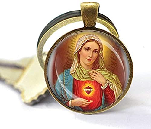 El Sagrado Corazón de María Cristiana Católica Medalla Religiosa Llavero Joyería